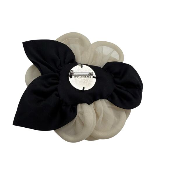 St. John Vintage Large Silk Rhinestone Flower Brooch - Picture 5 of 7